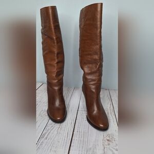 Matisse Raquel Womens 6M Knee High Heeled Boots Cognac Brown Pebbled Leather